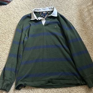 Collared Green & Blue Striped, Tommy Hilfiger Shirt